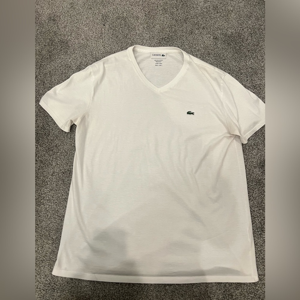 Lacoste white v neck shirt